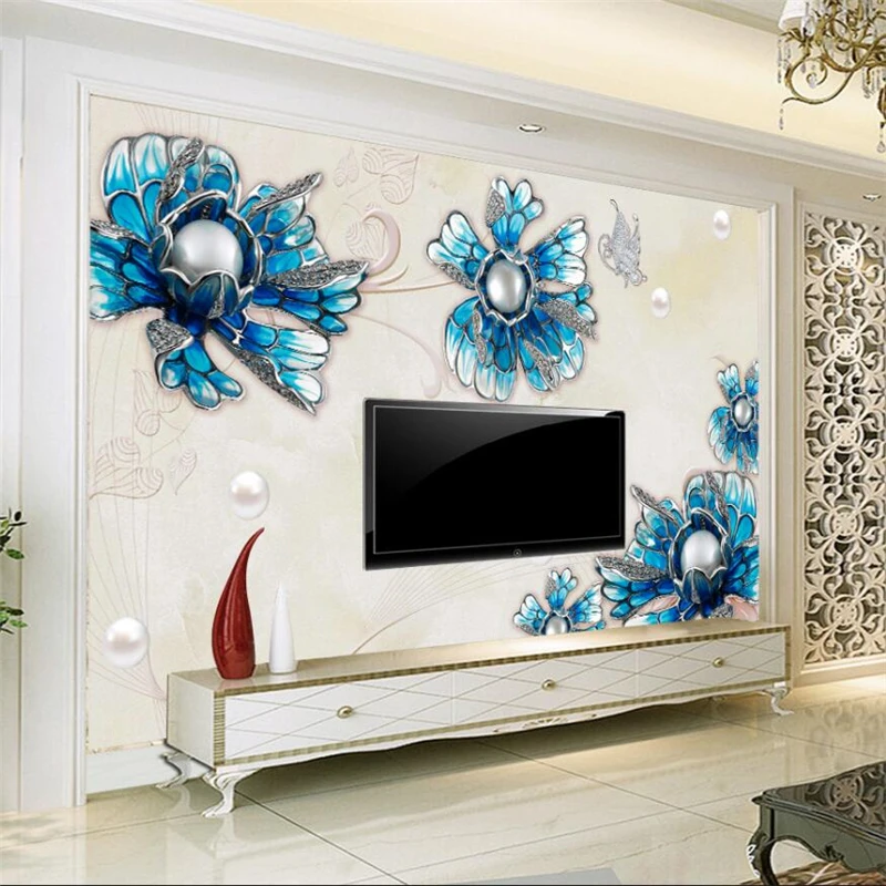 

wellyu Modern minimalist 3D jewelry flowers European-style wall decorative painting large mural wallpaper papel de parede