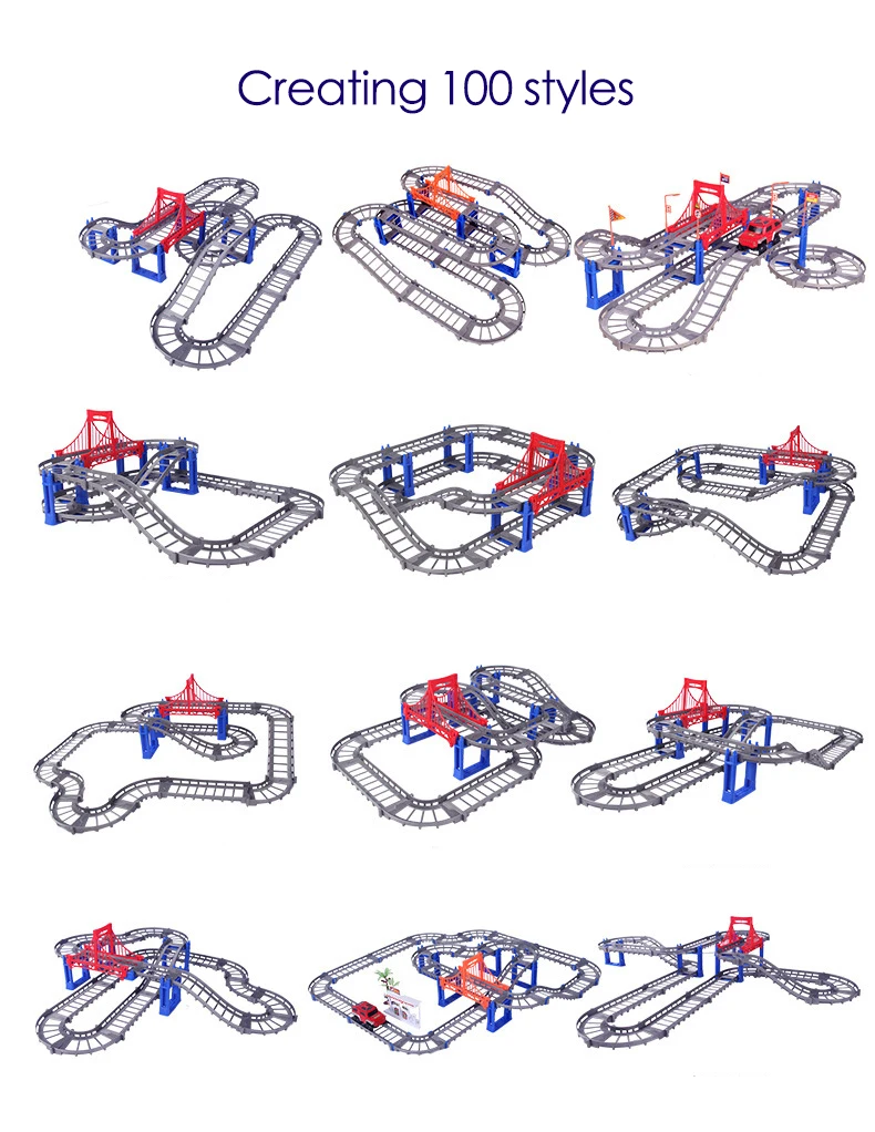 Treno ferroviario giocattolo auto pista fai da te magico flessibile pista giocattoli per bambini ragazzi che corrono Bend Rail Track regali per i bambini Oyuncak