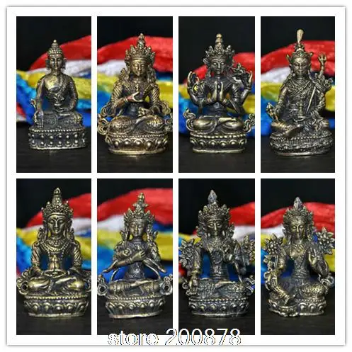 HDC0683 Tibetan Mini Pocket Amulet Buddha Golden Buddha Status Decor Crafts Lotus-born Treasure Collections