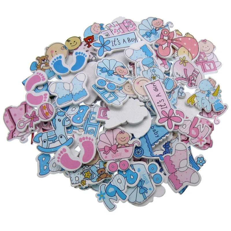 20/40 sztuk mieszane malowane drewno rzemiosło przyciski Cartoon baby shower drewniane guziki do scrapbookingu Party DIY dekoracje