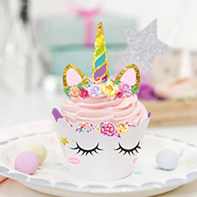 Baby Shower Cake Decorations Unicorn Party Cupcake Topper Wrappers Cupcake Stand  Birthday Party Decoration Kids Party Supplies