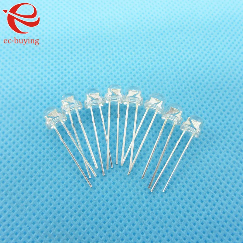 20pcs/lot F5 5mm White Straw Hat Light Emitting Diode Ultra Bright LED Lamp Bead Plug-in DIY Kit Practice Wide Angle 5 mm