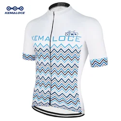 KEMALOCE Bike Jersey Classical Team Breathable Coolmax White Dry Fit Cycle Shirt Top Short Sleeve Race Bike Wear Uniforms