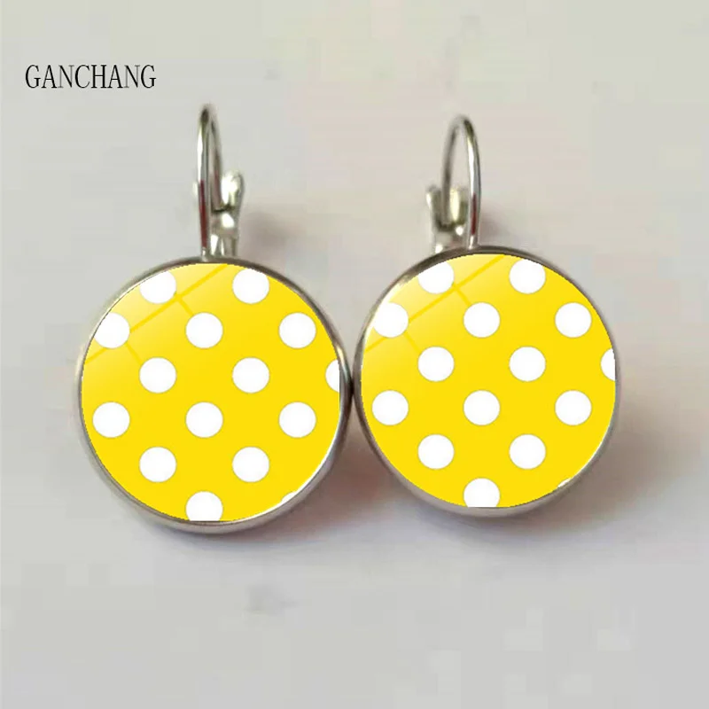 8 color wave point round glass cabochon earrings jewelry fashion earrings women\'s gift
