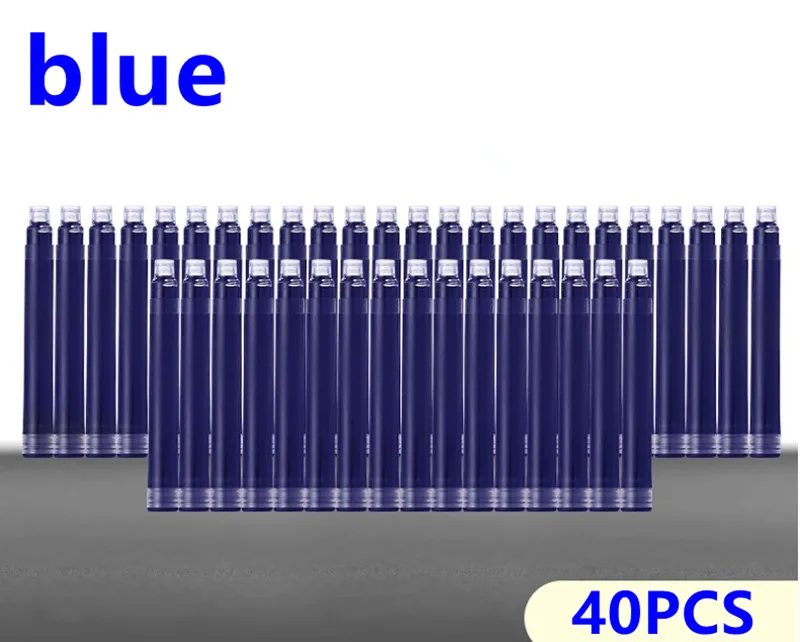 Wholesale Price 40PCS Disposable Blue and Black Fountain Pen Ink Cartridge Refills Length Fountain Pen Ink Cartridge Refills