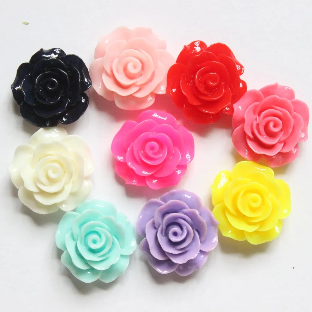 50pcs/lot flat back resin flowers mix colors  DIY resin cabochons accessories 18mm