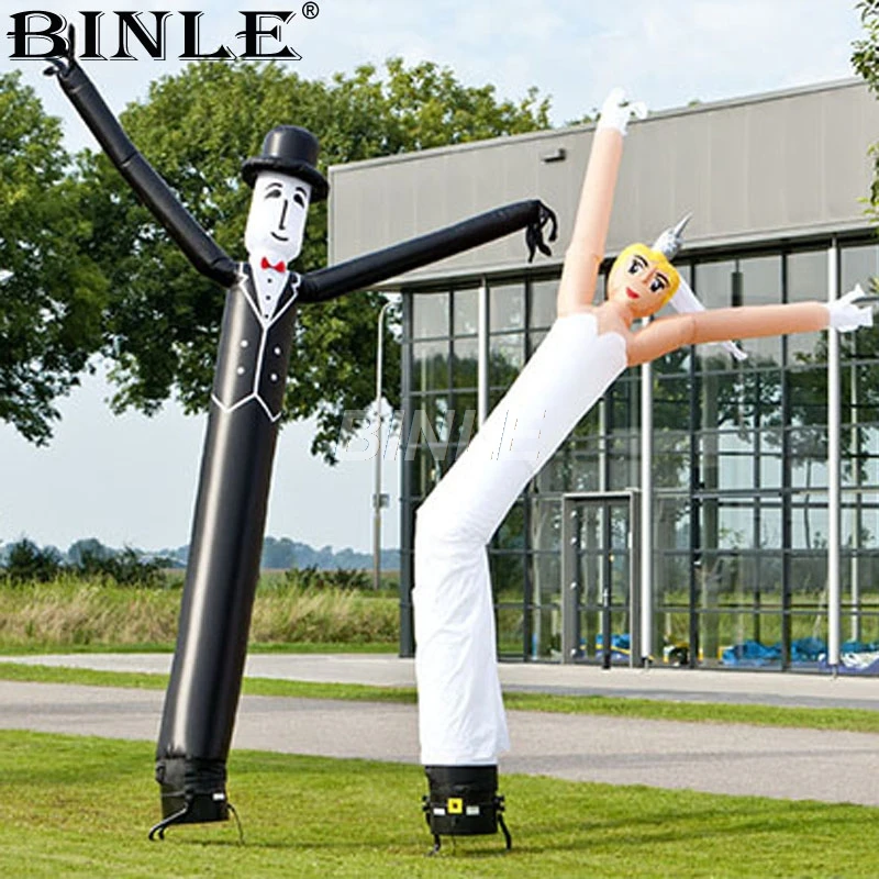 6mH Giant Waving Inflatable Bride And Groom Sky Air Dancer For Wedding Decoration