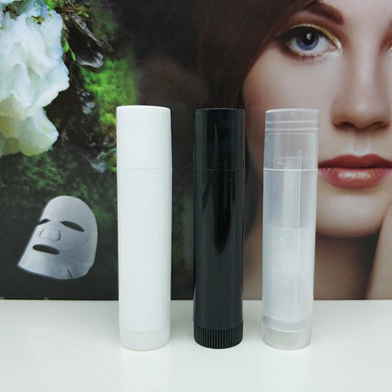 100 x 5G Lip Balm Container 5ML Mini Refillable Clear White Black Empty PP Plastic Bottles Tubes Cosmetic Lipstick Containers