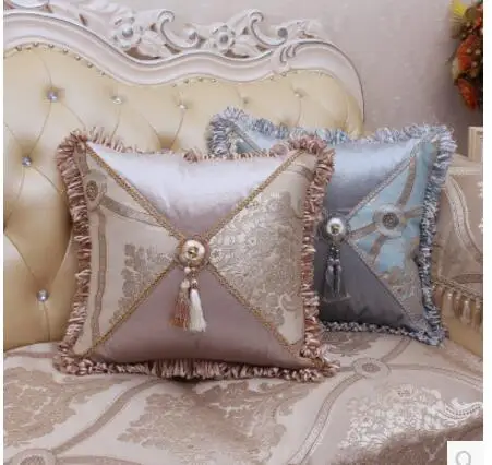 

European luxury cushion cover decorative tassel pillowcase sofa waist pillow cover for backrest home decor