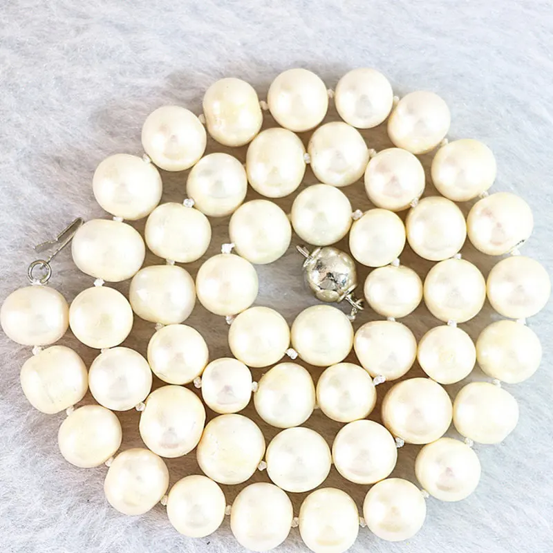 Natural White Freshwater Pearl Beads Necklace 7-8mm Round Pearls Beads Strand Chain Necklaces For Women Rope Jewelry 18inch B643