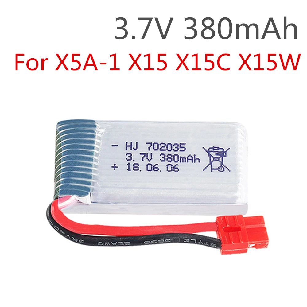 Pin Cho SYMA X5A-1 X15 X15C X15W Quadcopter RC Trực Thăng Phần HM 3.7V 380Mah Pin Lipo 5 Chiếc