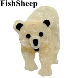 FishSheep Acrylic Polar Bear Brooches For Women Lovely Animal Resin Lapel Pin Brooch Jewelry Female Badge Clothes Accessories
