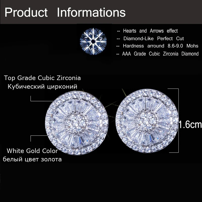 ThreeGraces Fashion Women CZ Jewelry Sparkling Zirconia Stone Royal Blue Round Crystal Big Stud Earrings For Party ER289