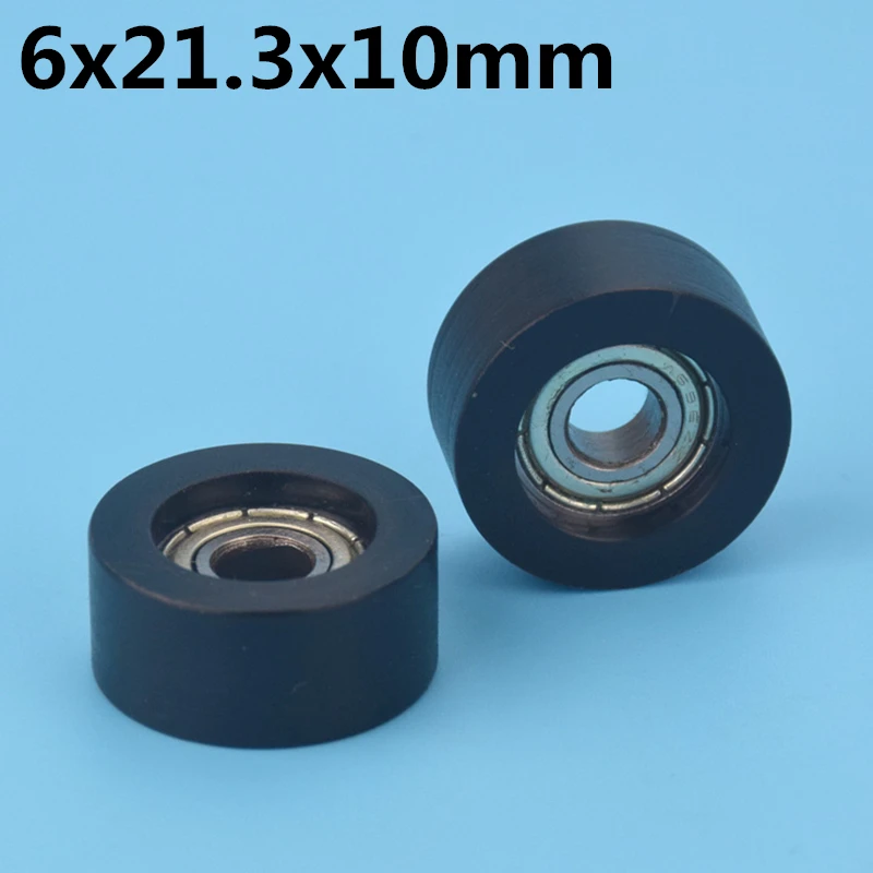 

1Pcs 6x21.3x10 mm Nylon Plastic Wheel With Bearings Flat miniature pulley POM Hard bearing 3030 aluminum profiles 3D printer