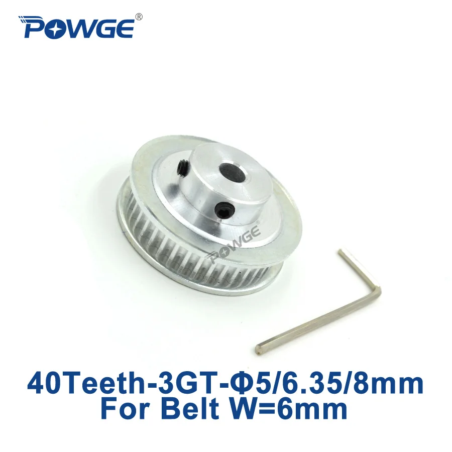 

POWGE 1pcs 40 Teeth 3GT Timing Pulley Bore 5mm 6.35mm 8mm for width 6mm 3GT Synchronous Belt GT3 3MGT Pulley Belt 40Teeth 40T