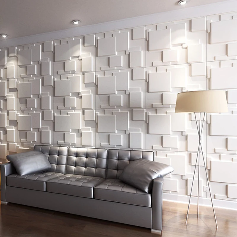 Decorative 3D Wall Panels Plant Fiber Pack of 6 Tiles Brick Wallpaper For Wall