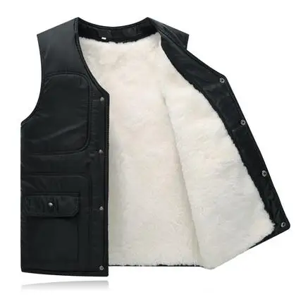 Real fur male vest waistcoat thermal vest men's clothing genuine leather liner wool sheepskin black berber fleece vest