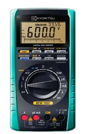 

KYORITSU 1052 Digital Multimeter Large data internal memory 1600 data (logging) 100 data (manual)