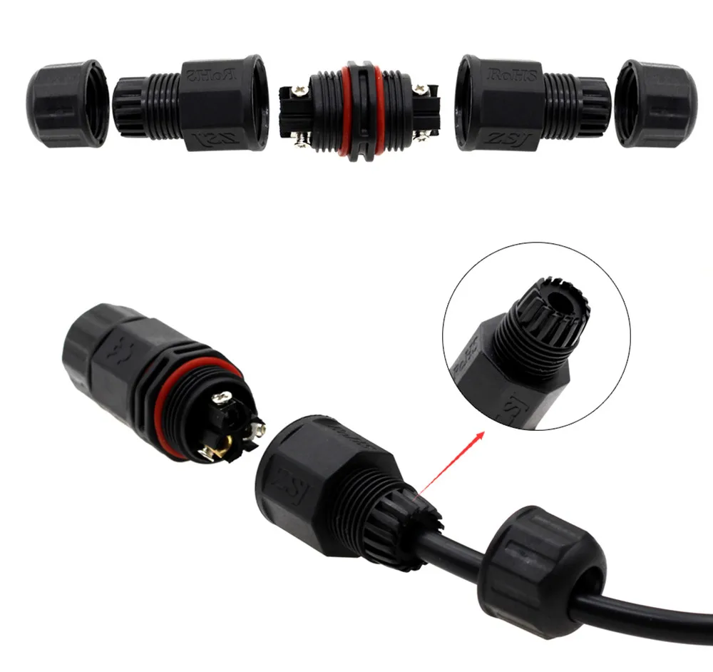 IP68 Waterproof Cable Connector 2 Pin 3 Pin Electrical Terminal Wire Connector Screw and Soldering Pin Connector for LED Light