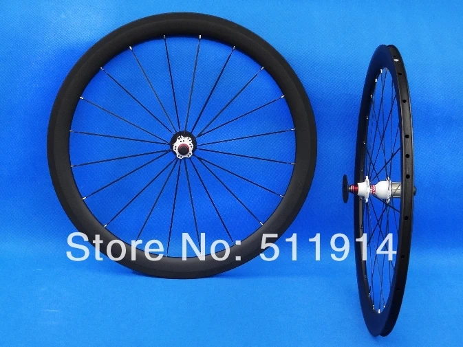 

Clincher 50mm - Full Carbon 3K matt matte Road Bike Clincher Rims Wheelset wheel set (white hubs) 8/9/10/11s