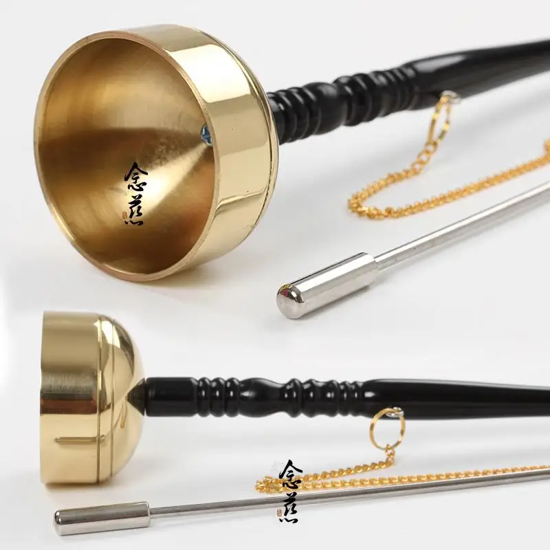 

Copper Hand Bell with Long Handle, Buddhism and Buddhist Sutra Activities, Taiwan Muyu chanting
