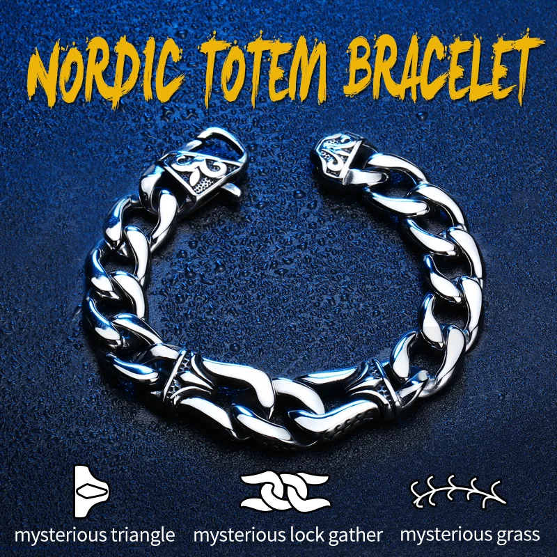 316L Stainless Steel Wholesale Price Punk Bracelet Nordic Viking Jewelry For Man Drop Shipping fashion jewelry  LBC8-006