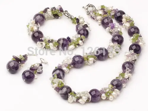 nice corrente de cristal roxo e colar com perola combinando conjunto de joias e brincos de pulseira para mulheres 01