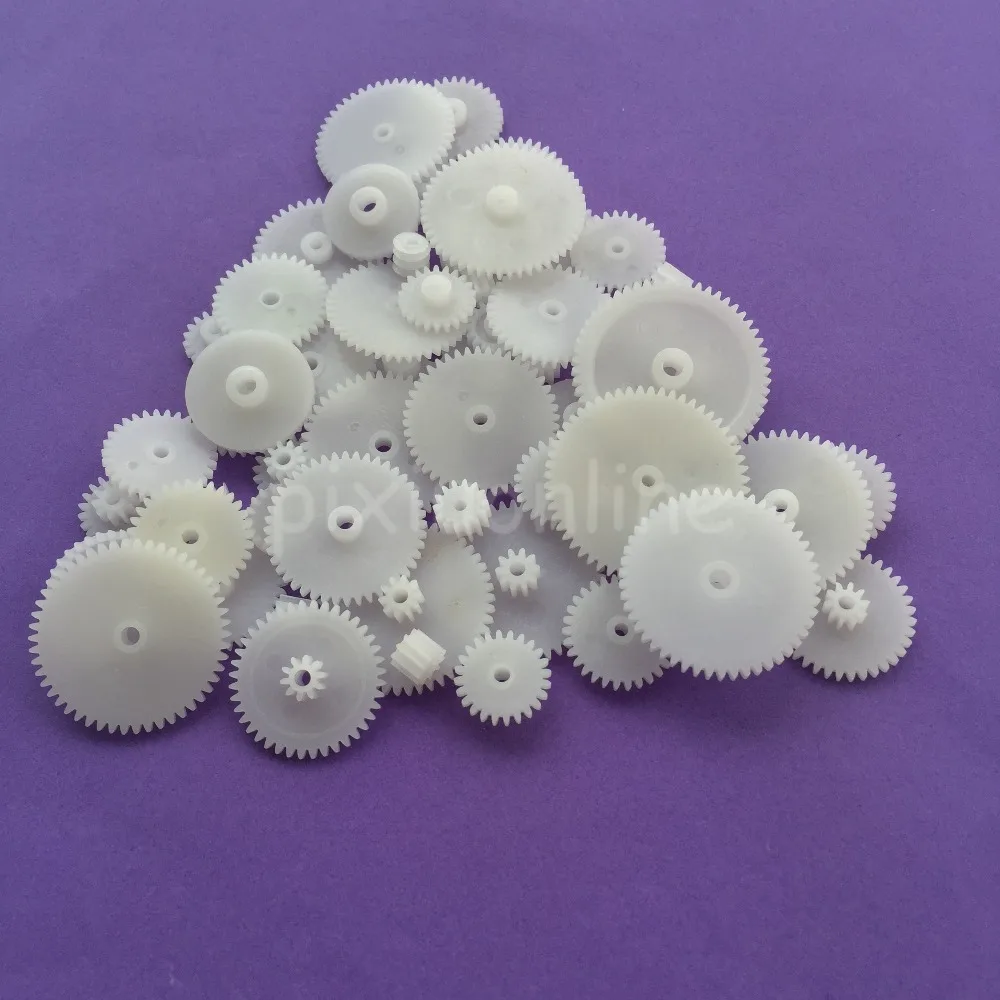 58pcs/bag J293Y Plastic 0.5 Module Gears White Micro DC Motor Toys Gears DIY Combination Parts