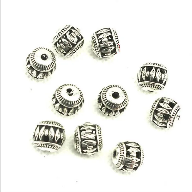 10pcs Small Hole 2mm,Tibetan Silver Spacer Beads for Jewelry Making DIY Handmade Charm Beads Bracelet Necklace Jewelry Findings