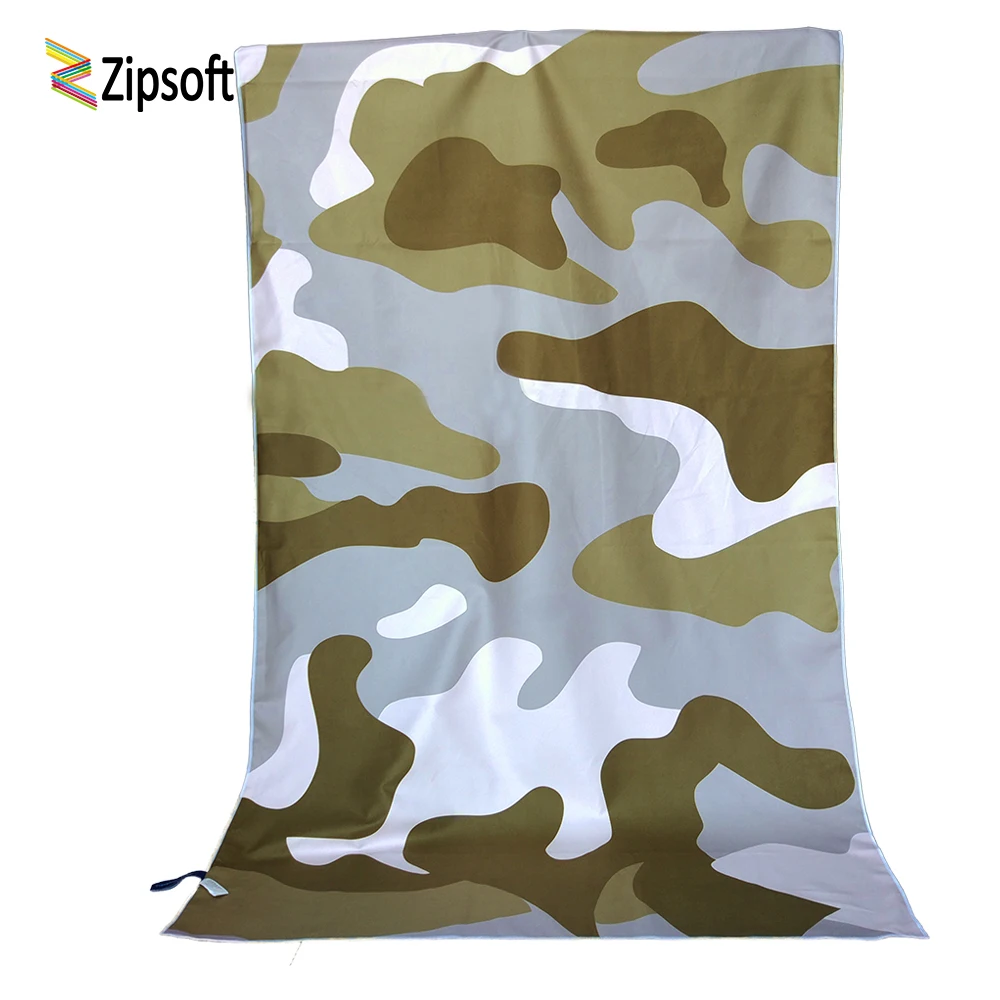 Zipsoft Beach Towel Printed Camouflage Large Size Microfiber Travel Fabric Quick Drying Outdoors Sports Swimming Camping Bath