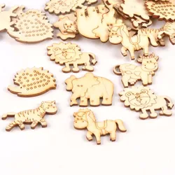 Ornamento Della Miscela naturale di Legno Modello Animale Per La Decorazione Domestica 30pcs Legno Fette FAI DA TE Carft Decorazione A Mano 30pcs 40x45mm m1772