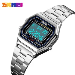 SKMEI Women Watches Digital Sport Watch Luxury Fashion Alarm Clock Stainless Steel Waterproof Ladies Watch relogio feminino 2019