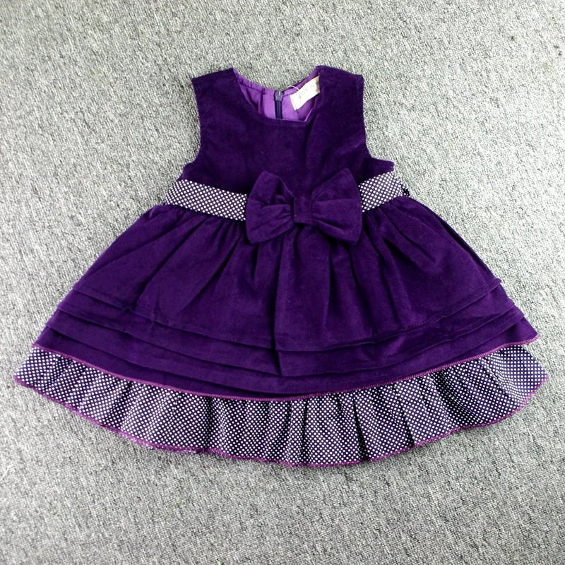 1-5T 100% Cotton Little Baby Girls Dress Dot Outwear Princess Party Kids Tutu Corduroy Vestido For Christmas Thanks Giving day