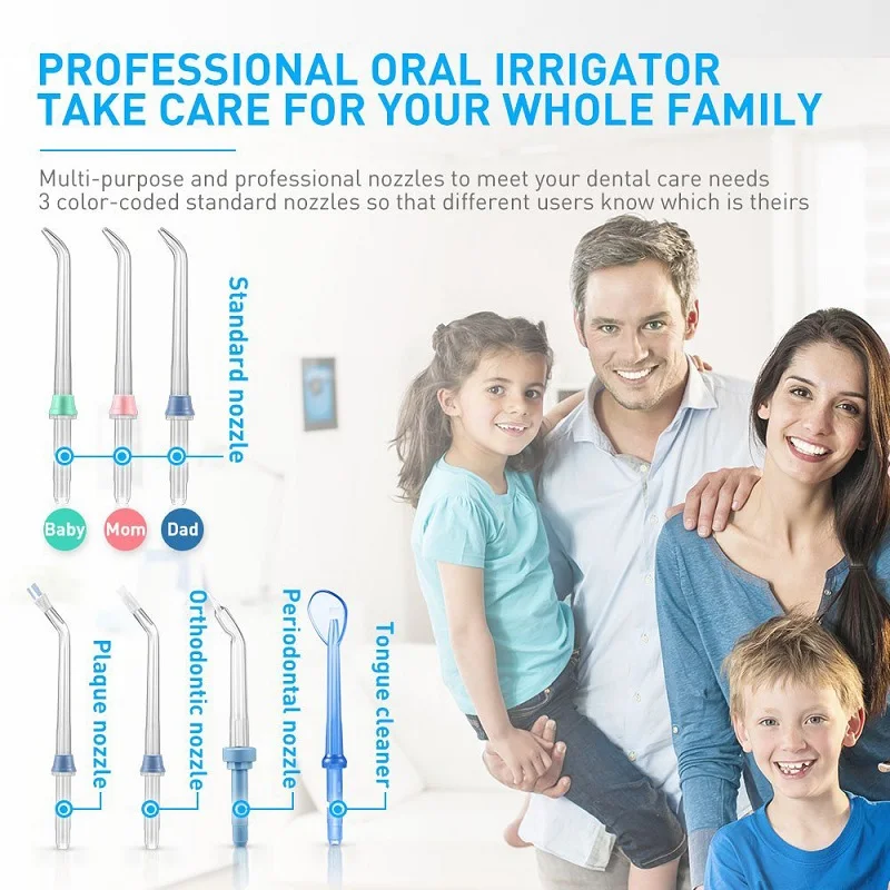 Water Flosser Dental Oral Irrigator Teeth Cleaner Pick Spa Tooth Care Clean With 7 Multifunctional Tips For Family