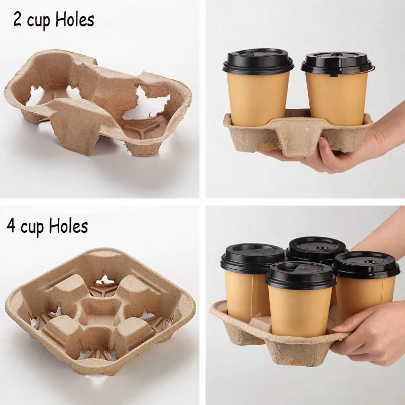 Disposable Paper Coffee Cup Holder, Four Grids, Take Away Drinks Shelf, To-go Box, Cafe, Restaurant, Packing Tools Holders