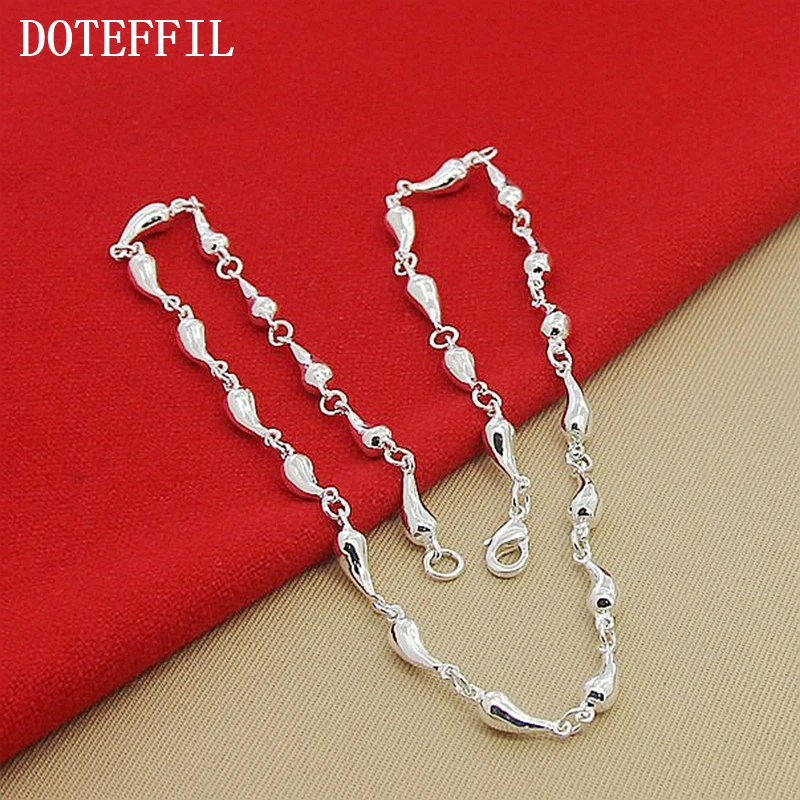 DOTEFFIL 925 Sterling Silver Water Drop Pendant Necklace For Woman 18 Inch Chain Wedding Engagement Jewelry