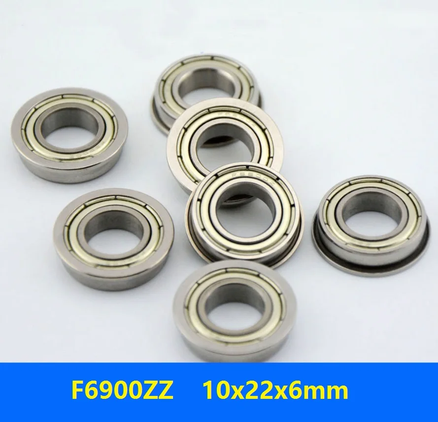 100pcs/lot F6900ZZ F6900Z F6900 ZZ Z 10x22x6 mm flange deep groove Ball Bearing flanged F 6900ZZ 10*22*6mm