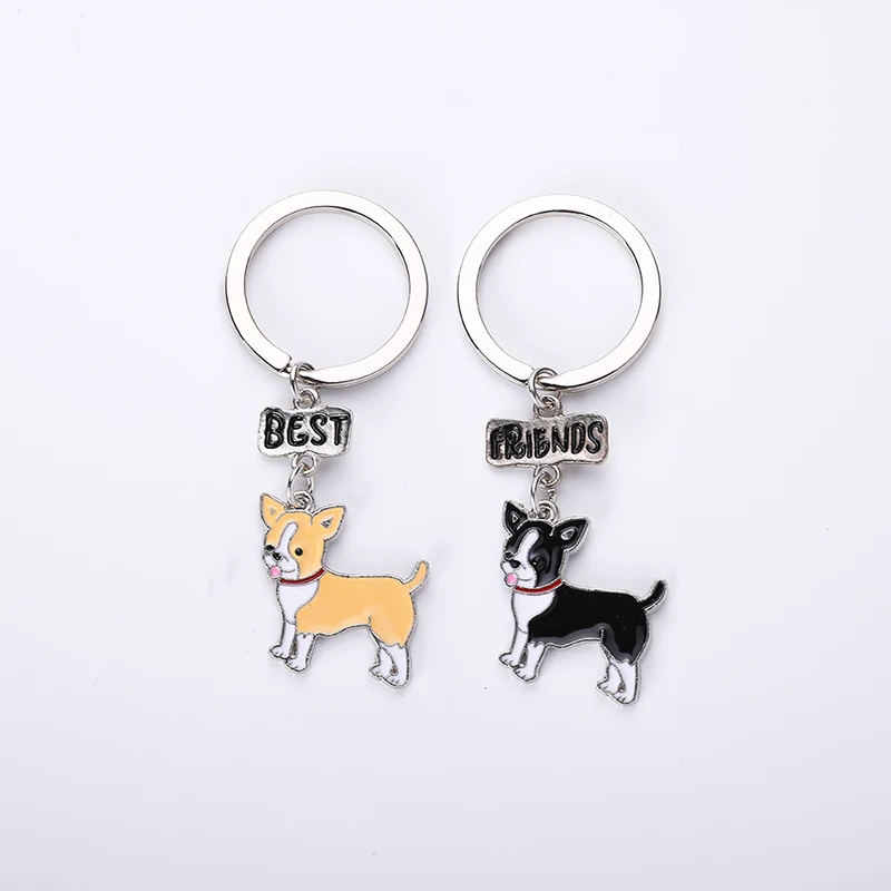 Keychain Chihuahua Dog Keychain Fashion Luxury Brand High Quality Car Keychain Best Friend Gift  Animal Men Jewelry