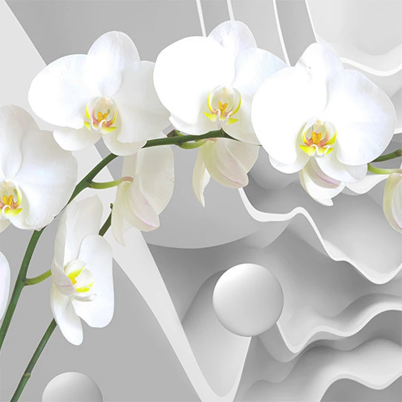 

Custom Modern 3D Space Phalaenopsis Flower Photo Wallpaper Mural Living Room TV Sofa Background Wall Decor 3D Wall Cloth Roll