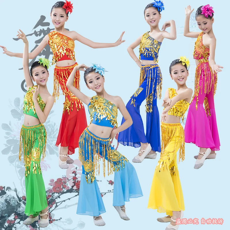 Cheap Price Children Belly Dance Costume Set For Kids Girls Bellydance Bollywood Indian Performance Costumes Set Top & Skirt