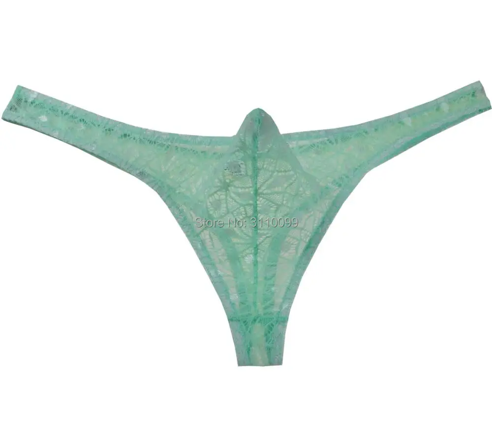 Sexy Lace Bikini Underwear See-through Pouch Men\'s Thongs G-Strings Charming Male Thong Underwear Men Underpants Gay Fashion