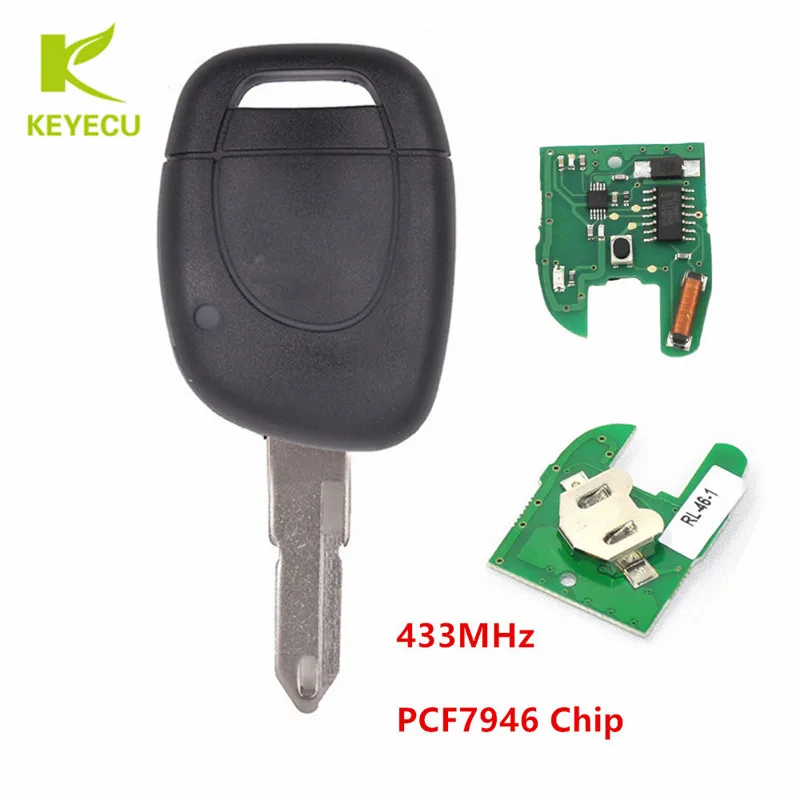 KEYECU Chiave A Distanza di Alta Qualità Keyless Fob 1 Pulsante PCF7946 Chip 433 Mhz Per Renault Twingo Clio Master KANGO