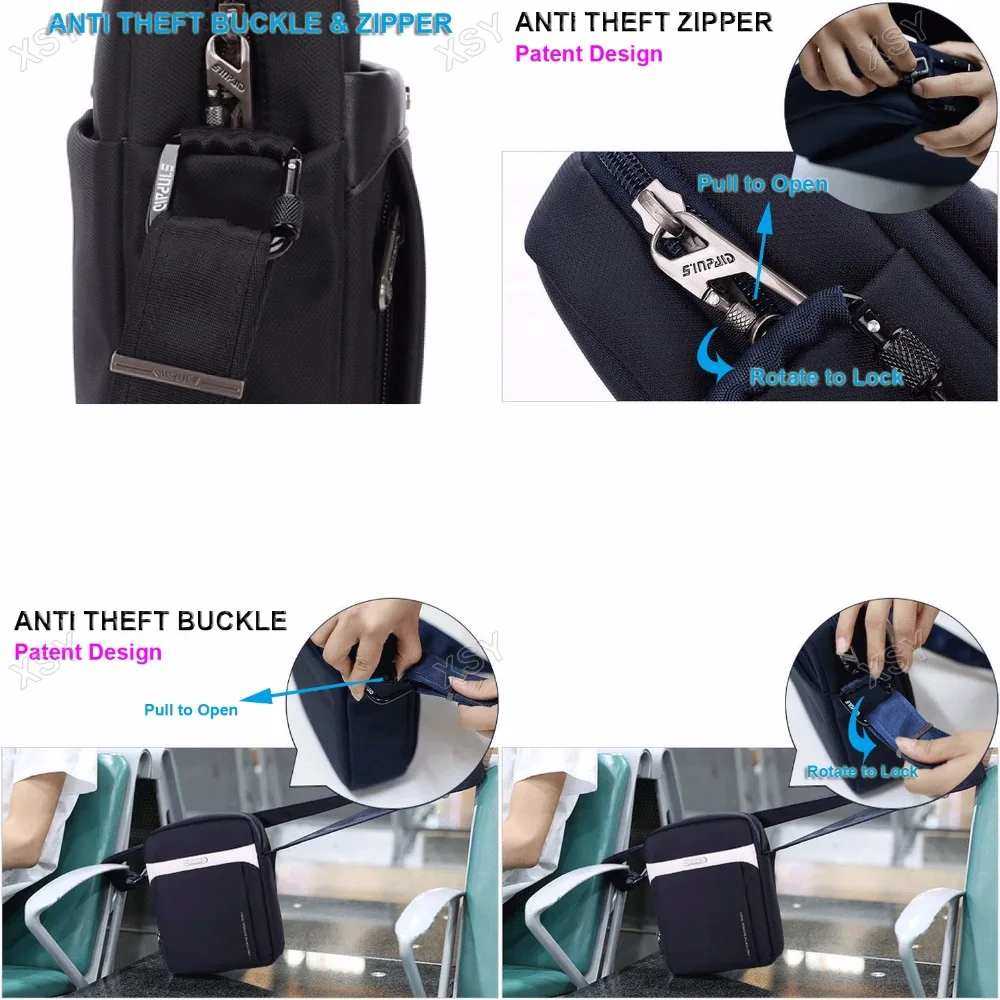 SINPAID New Design Anti Theft Shoulder Bag Waterproof Cross Body Sling Messenger Bag for Men Anti-theft Buckle and Zipper