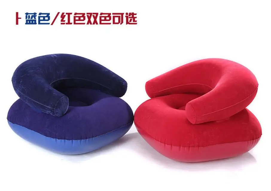 red and dark blue Single inflatable flocking bean bag sofa lazy leisure sofa with back support, portable computer relax chair