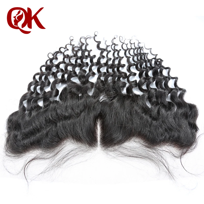 

QueenKing Hair Pre Plucked 13x4 Lace Frontal Peruvian Transparent Lace Human Hair Deep Wave Natural Black Lace Front Closure