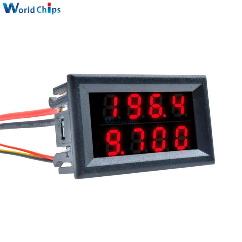 Red Blue 4bit Dual LED Display DC100V/200V 10A Digital Voltmeter Ammeter High Precision Voltage Meter Current Meter with 5 Wires