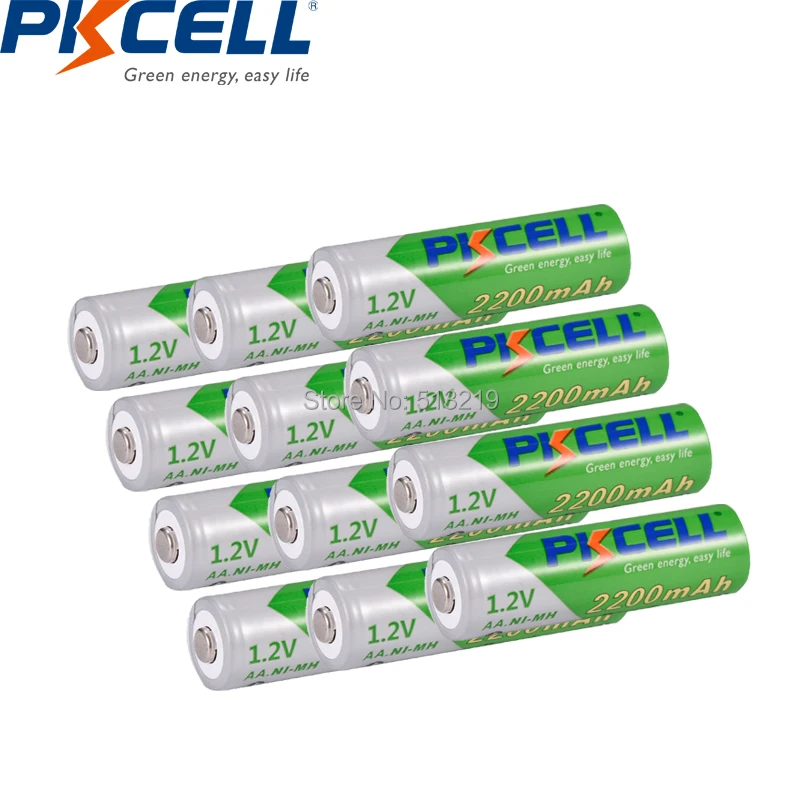 Pkcell-充電式バッテリー,2200mah,aa 1.2v,nimh,aa lsd,12個およびaa/aaaホルダー/ケース3個