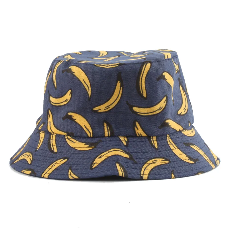 Panama Bucket Hat Men Women Summer Bucket Cap Banana Print Bob Hat Hip Hop Gorros Fishing Fisherman Hat