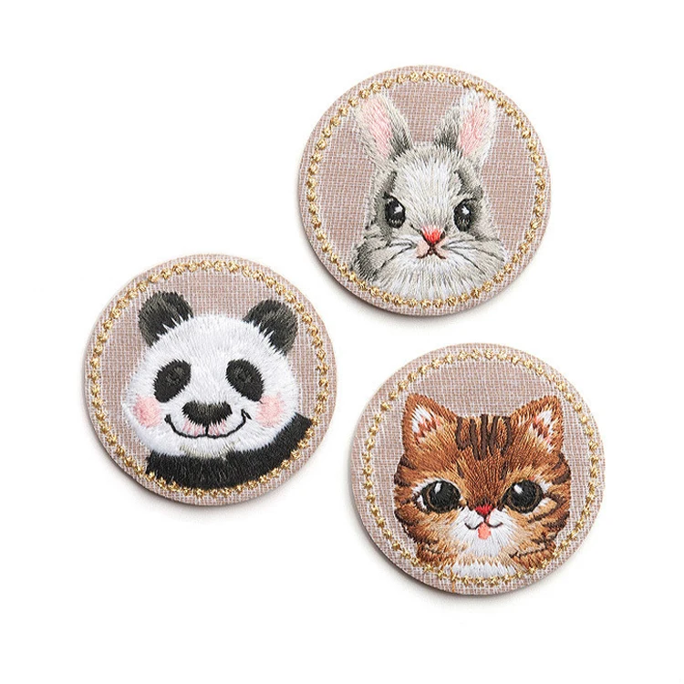 3Pcs/lot Panda Cat Rabbit Embroidery Iron on Sew on Patches Clothing Applique DIY Hat Coat Dress Pants Accessories Cloth Sticker