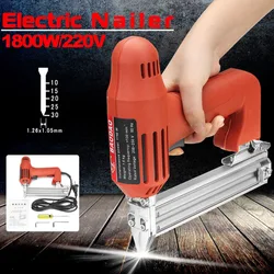 WENXING 1800W 220V Electric Nailer 10-30mm Straight Nail Staple Piercing Gun Lightweight Woodworking Power Tool